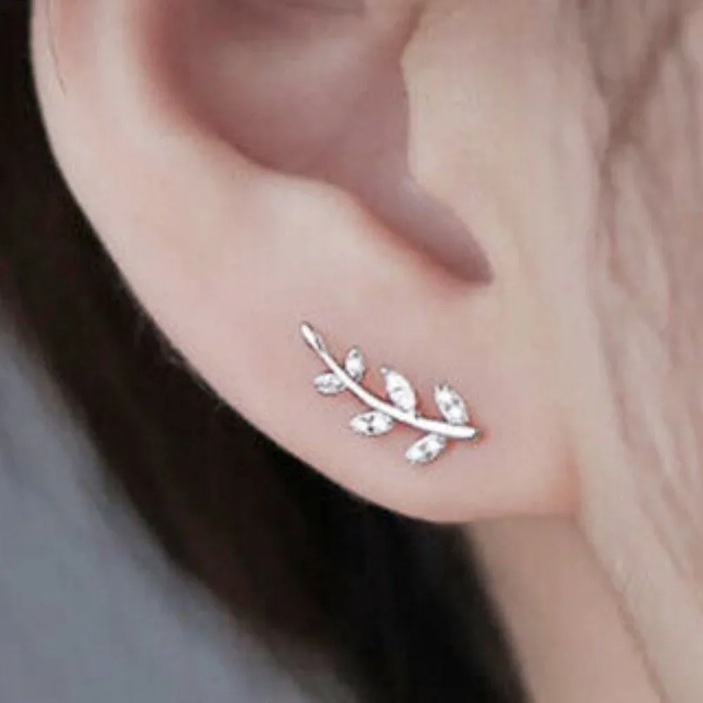 New 925 Silver Sim, Diamonds Branch Studs